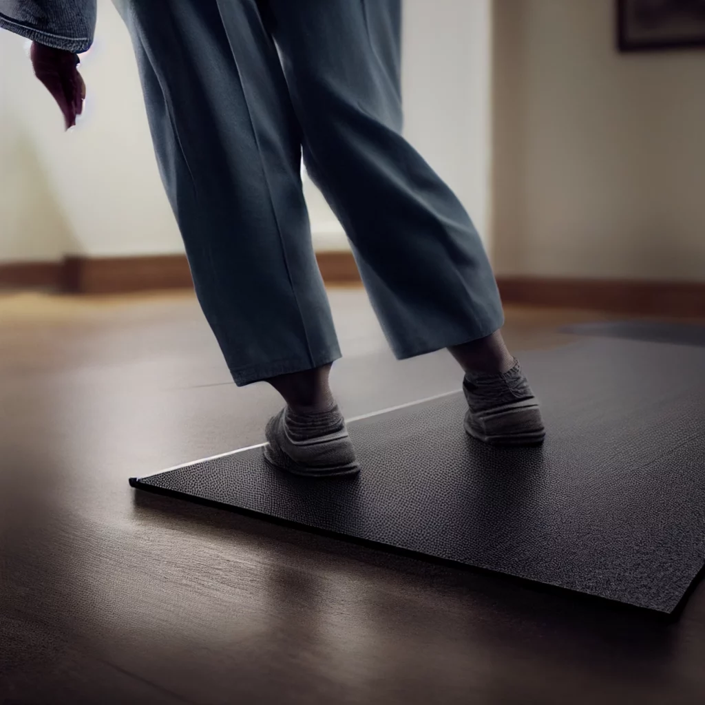 Elderly person on sensor mat