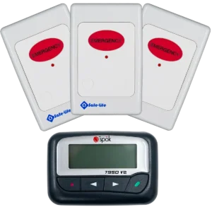 3 wireless nurse call buttons and a pager